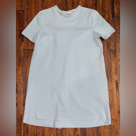 Zara Dresses & Skirts - ZARA Multi Fabric Sheath T-Shirt Dress in Light Blue Size Large